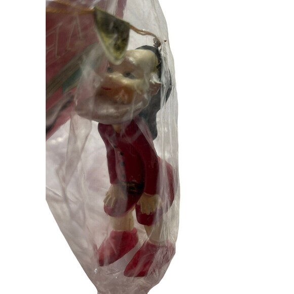 Vintage Silvestri Christmas Elf Ornament Hanging 2.5” Gnome Figure New Old Stock - Picture 3 of 5